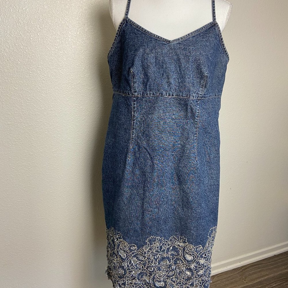 Venezia Jeans Vintage 80"s Y2K Midi Denim Dress Size 14 - 16